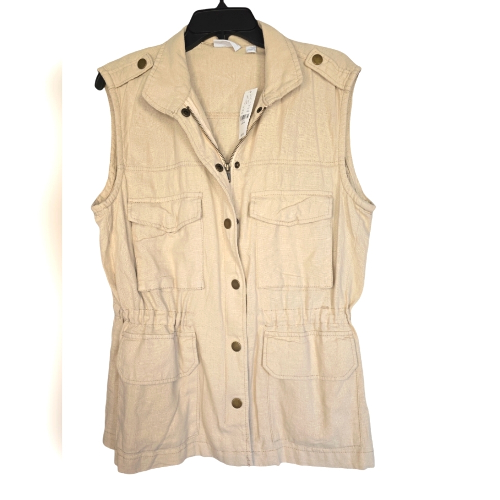 NWT New York and Company Cargo Figure Slimming Pocketed Sleevless Top Size Large